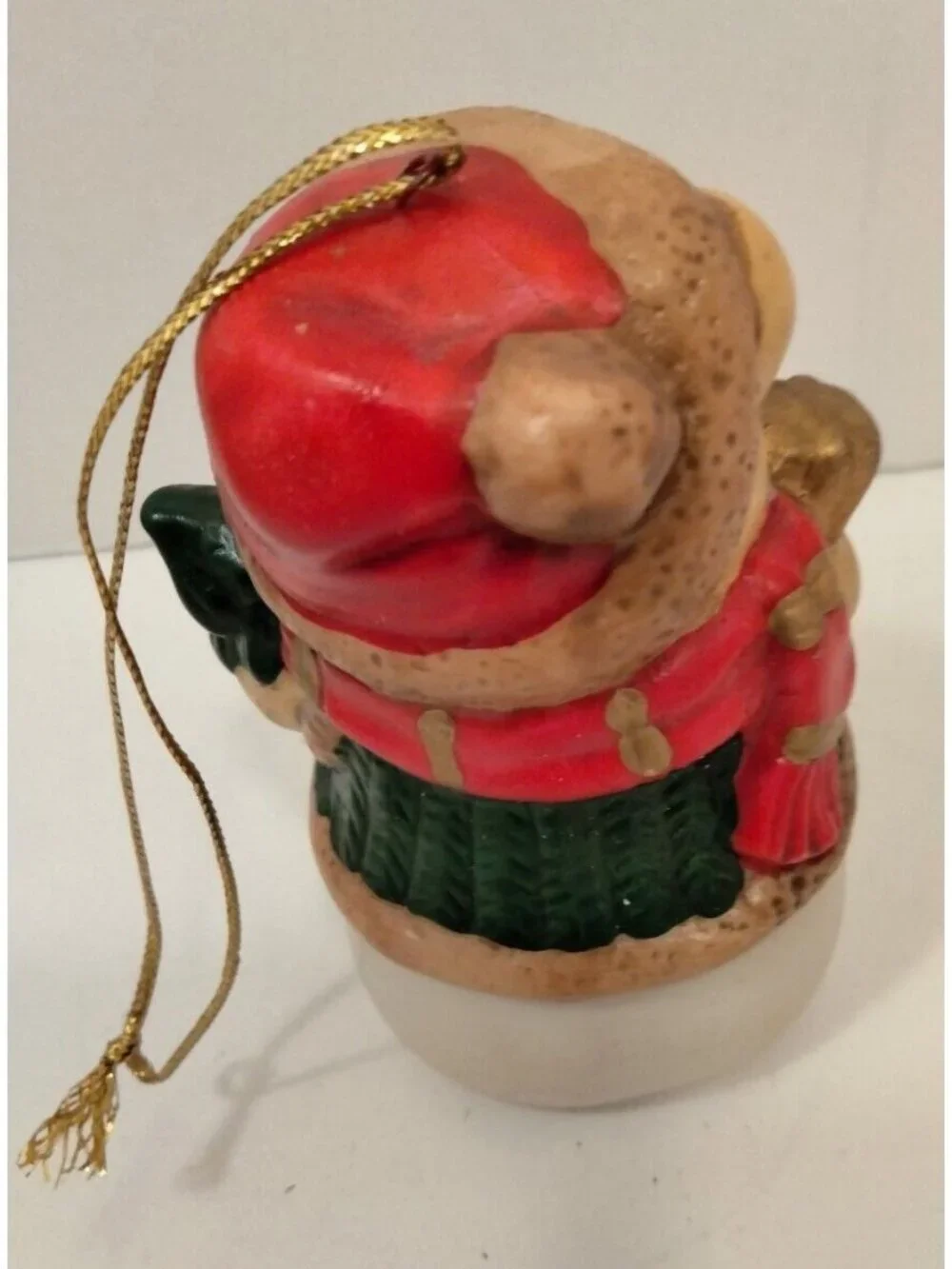 Bear Snowman Figure Santa Hat Christmas Tree Ornament Woodland Cottage Cabin